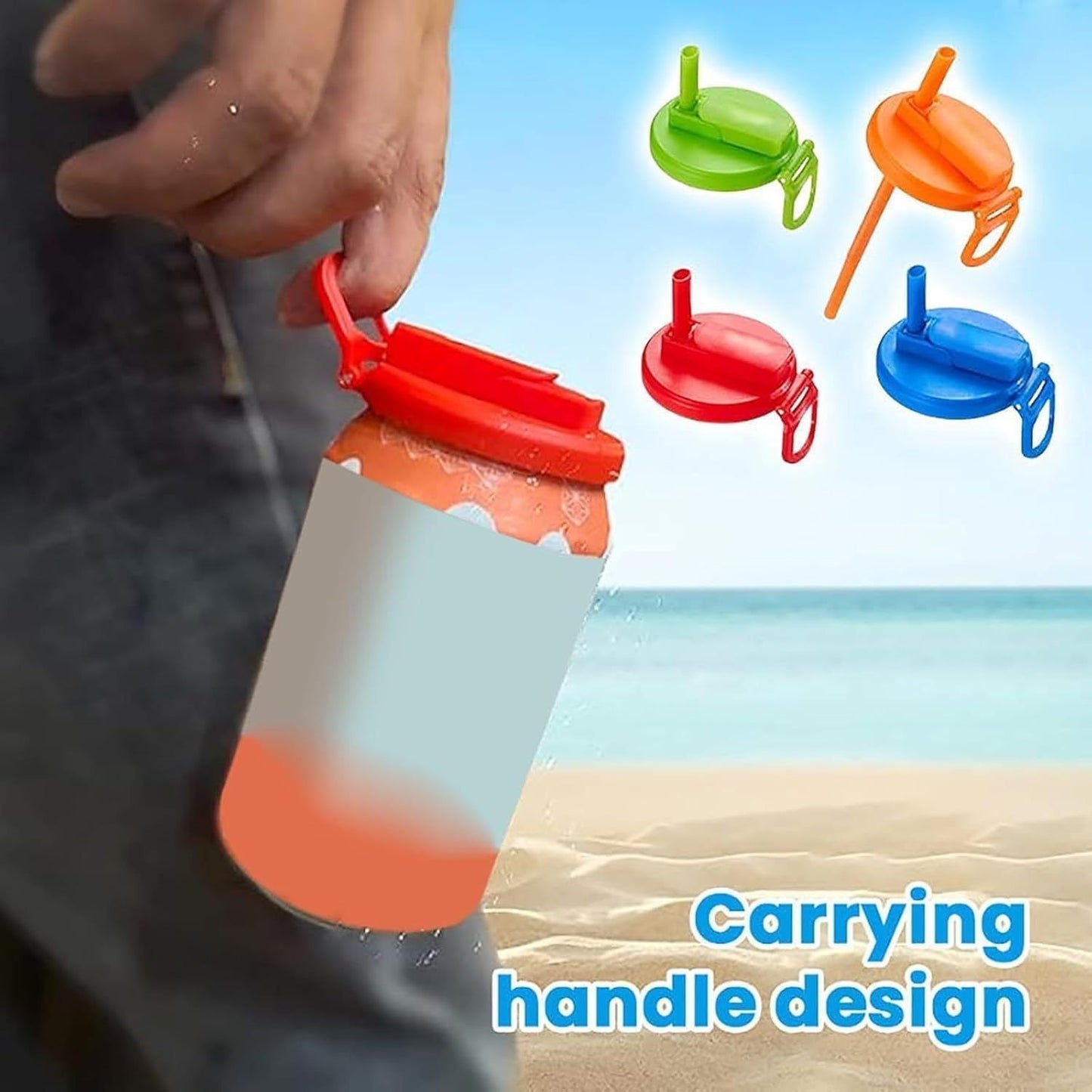 Silicone leak-proof beer can lid with straw hole to prevent overflow and keep fresh separately*4