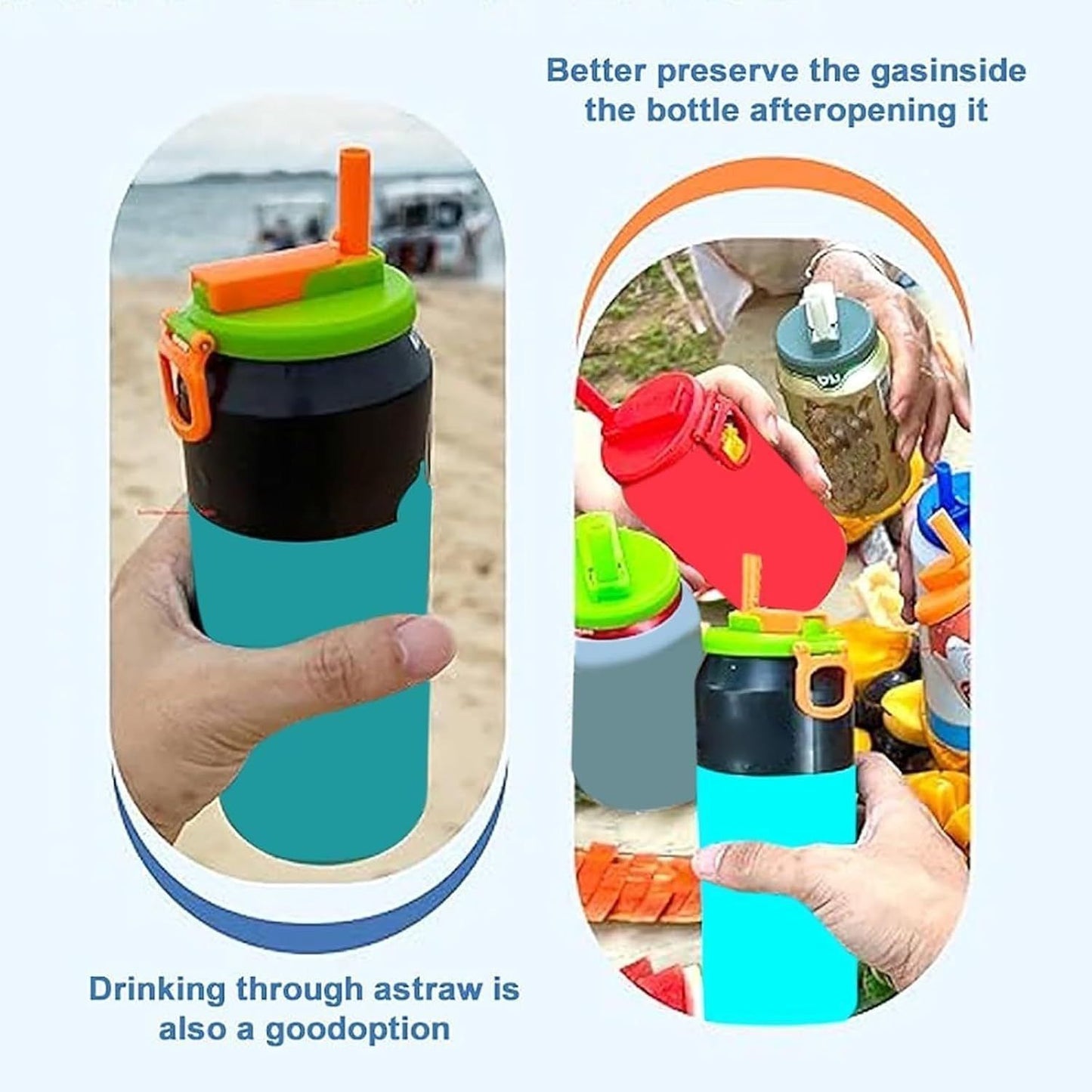 Silicone leak-proof beer can lid with straw hole to prevent overflow and keep fresh separately*4