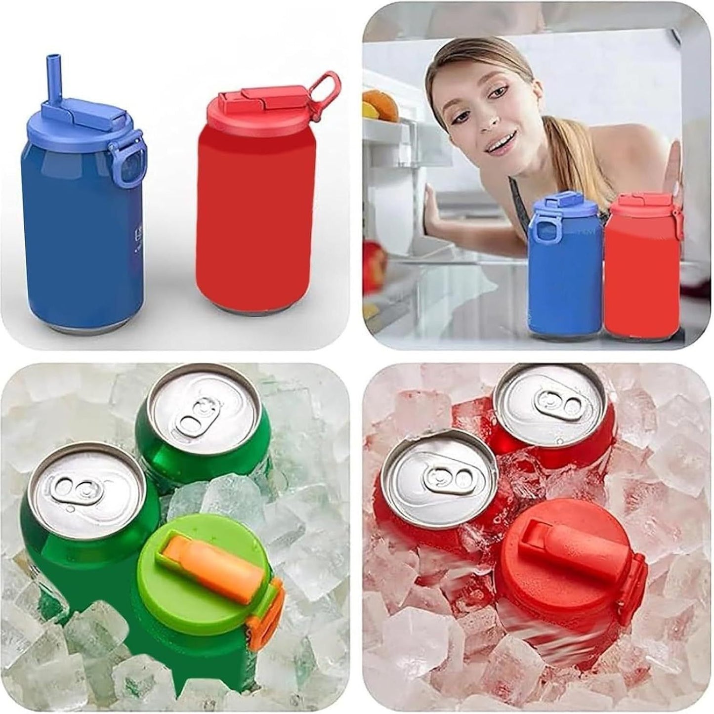 Silicone leak-proof beer can lid with straw hole to prevent overflow and keep fresh separately*4