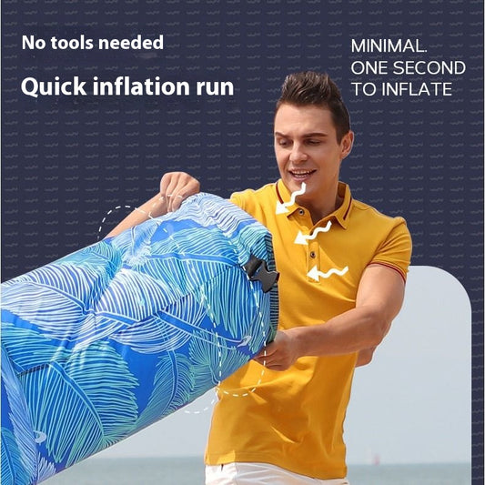 Amphibious inflatable sofa bed without air pump for beach swimming, floating bed for camping, picnic, office and lunch break