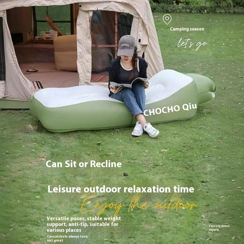 Amphibious inflatable sofa bed without air pump for beach swimming, floating bed for camping, picnic, office and lunch break
