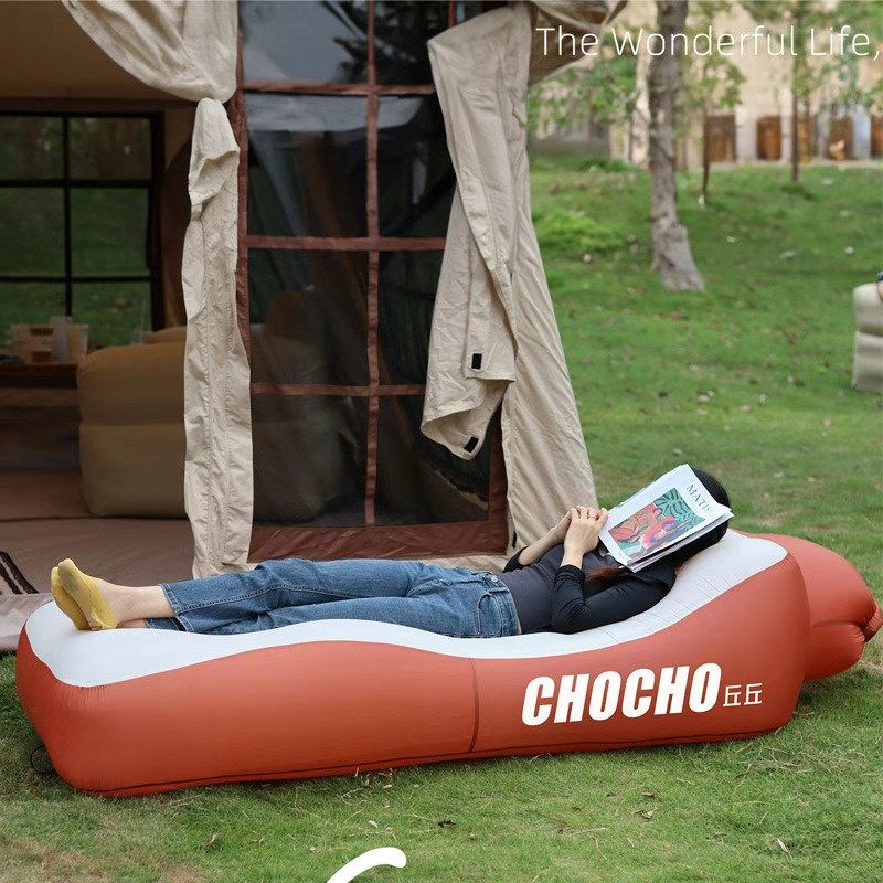 Amphibious inflatable sofa bed without air pump for beach swimming, floating bed for camping, picnic, office and lunch break