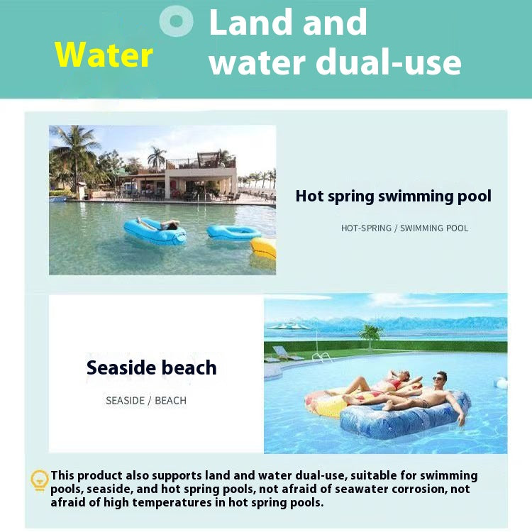 Amphibious inflatable sofa bed without air pump for beach swimming, floating bed for camping, picnic, office and lunch break