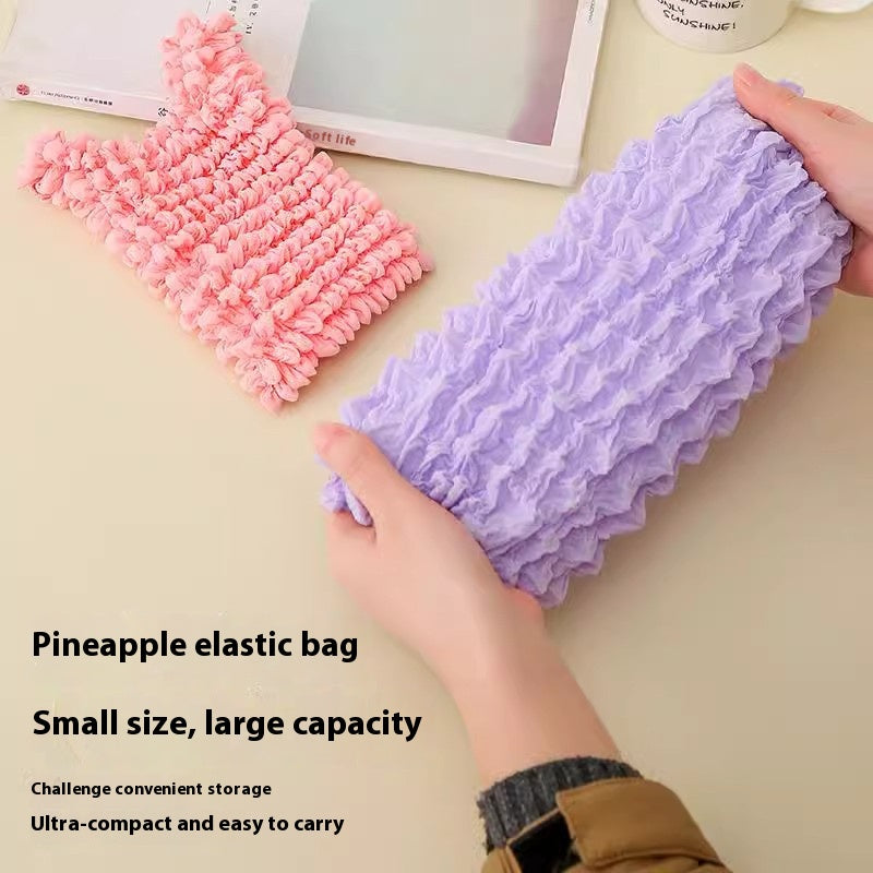 Retractable Tote Bag Portable Shopping Bag Magic Pleated Bubble Bag Pineapple Bag Travel Canvas Storage Bag