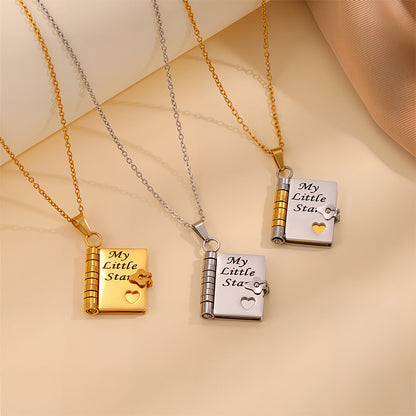 Titanium steel necklace for men and women; love letter necklace with open pendant; new couple necklace with personality temperament; collarbone chain