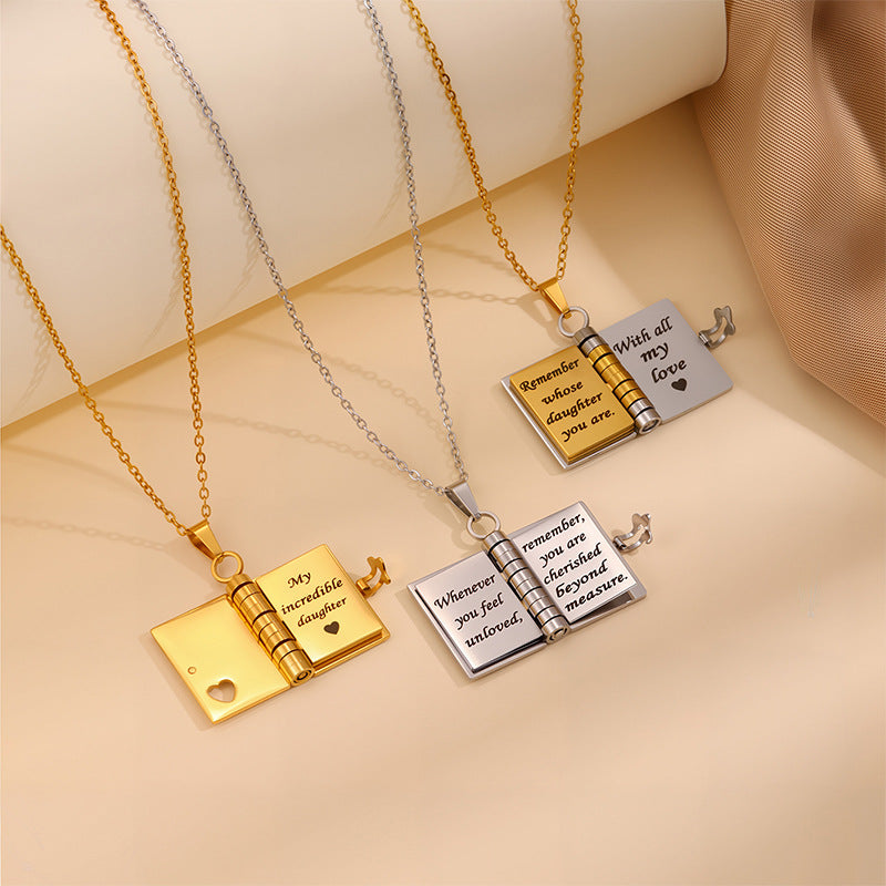 Titanium steel necklace for men and women; love letter necklace with open pendant; new couple necklace with personality temperament; collarbone chain