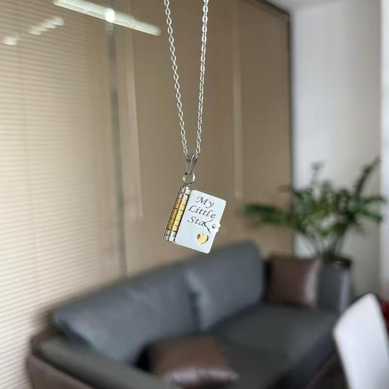 Titanium steel necklace for men and women; love letter necklace with open pendant; new couple necklace with personality temperament; collarbone chain