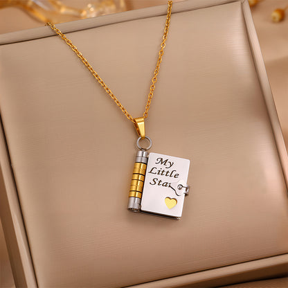 Titanium steel necklace for men and women; love letter necklace with open pendant; new couple necklace with personality temperament; collarbone chain