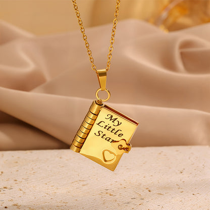 Titanium steel necklace for men and women; love letter necklace with open pendant; new couple necklace with personality temperament; collarbone chain