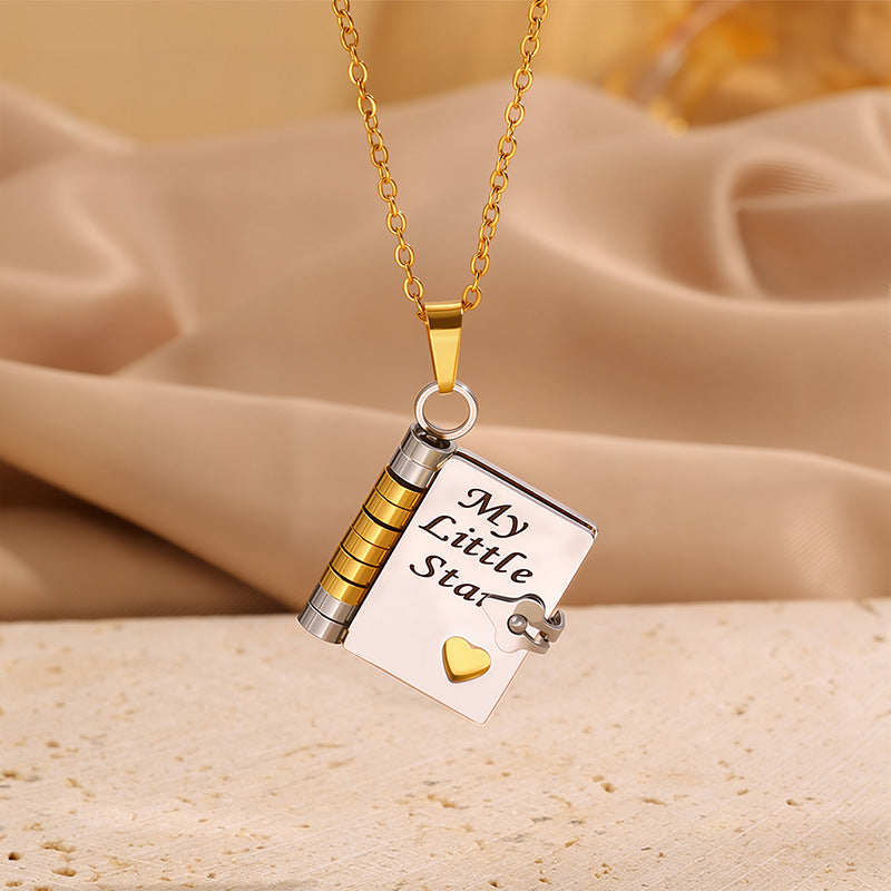 Titanium steel necklace for men and women; love letter necklace with open pendant; new couple necklace with personality temperament; collarbone chain