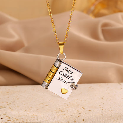 Titanium steel necklace for men and women; love letter necklace with open pendant; new couple necklace with personality temperament; collarbone chain
