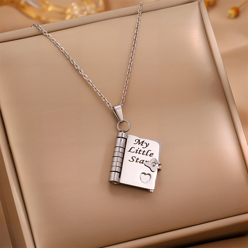 Titanium steel necklace for men and women; love letter necklace with open pendant; new couple necklace with personality temperament; collarbone chain