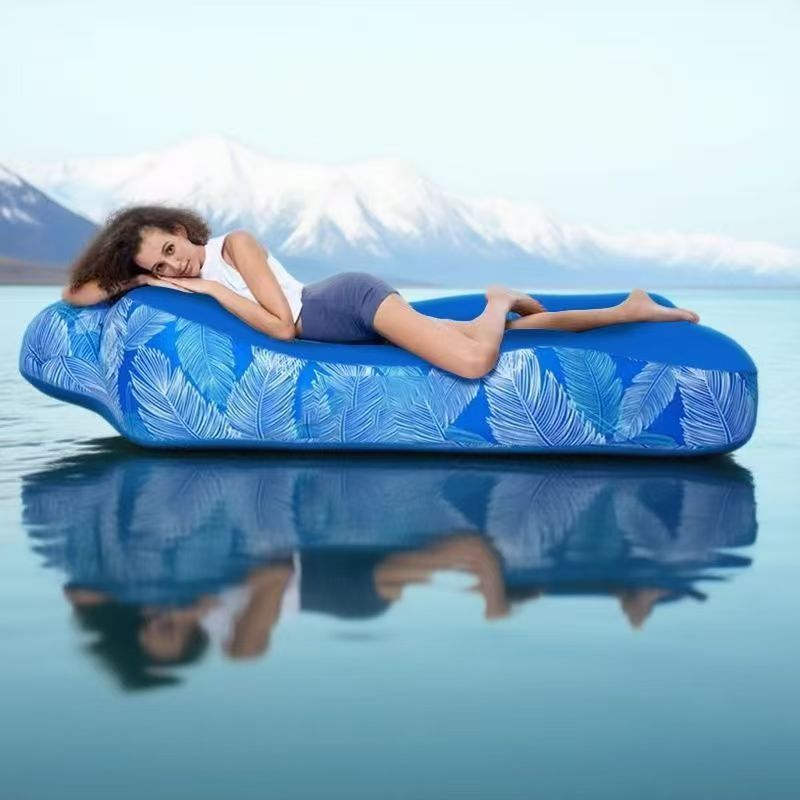 Amphibious inflatable sofa bed without air pump for beach swimming, floating bed for camping, picnic, office and lunch break