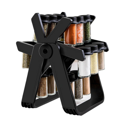 Household rotating spice jar storage rack kitchen spice rack set glass spice bottle spice jar storage rack