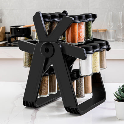 Household rotating spice jar storage rack kitchen spice rack set glass spice bottle spice jar storage rack
